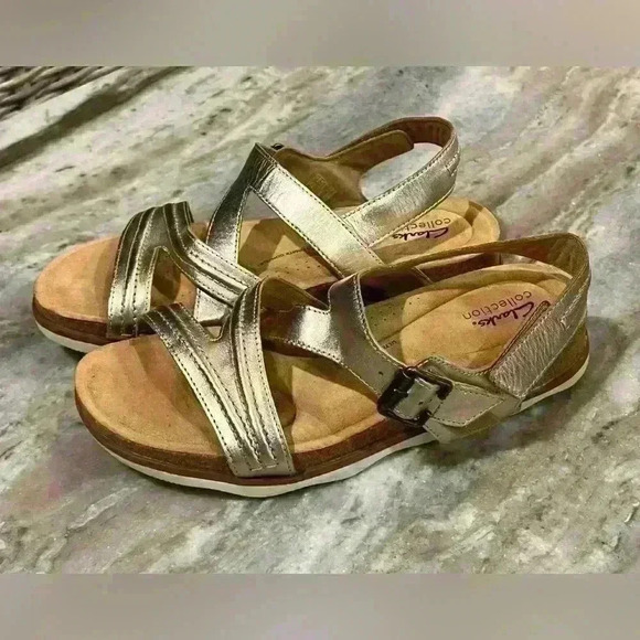 Women’s CLARKS BRYNN STEP STRAPPY ANKLE STRAP Leather sandal- Size 10 - Picture 6 of 9